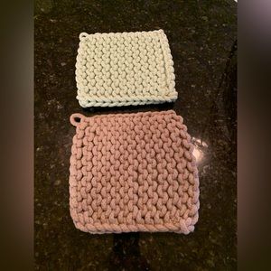 Like NEW - Thick Crocheted Pot Holders - (2) 8 X 8 Inches